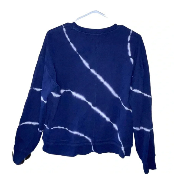 Athleta Sundown Sweatshirt Eclipse Navy Blue Size Medium Tie Dye Crewneck Sporty - Picture 2 of 9